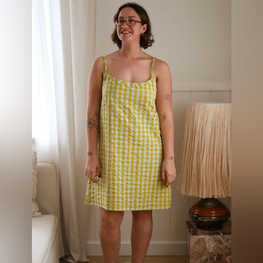 Mosey Me Citrus Seersucker Slip Dress NWT S/M